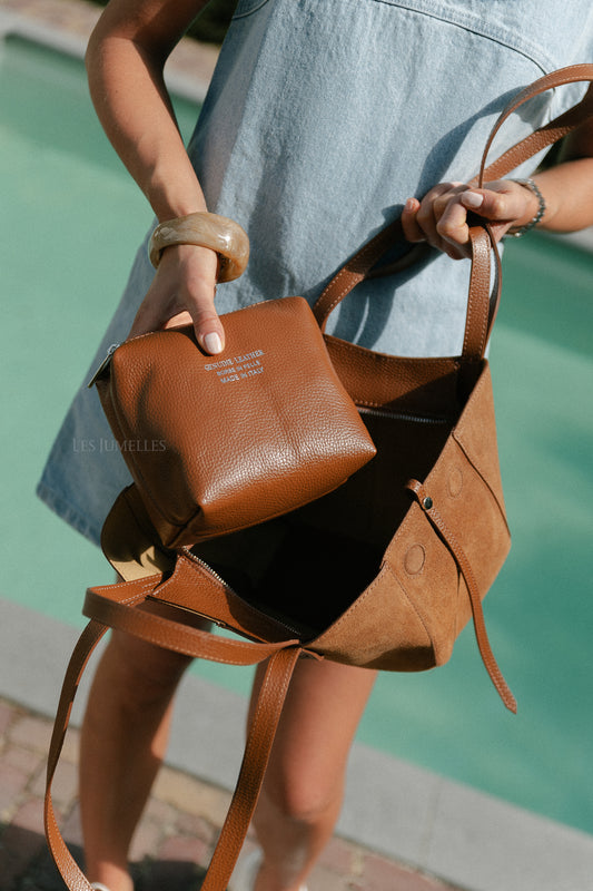 Les Jumelles Emma suede handbag camel