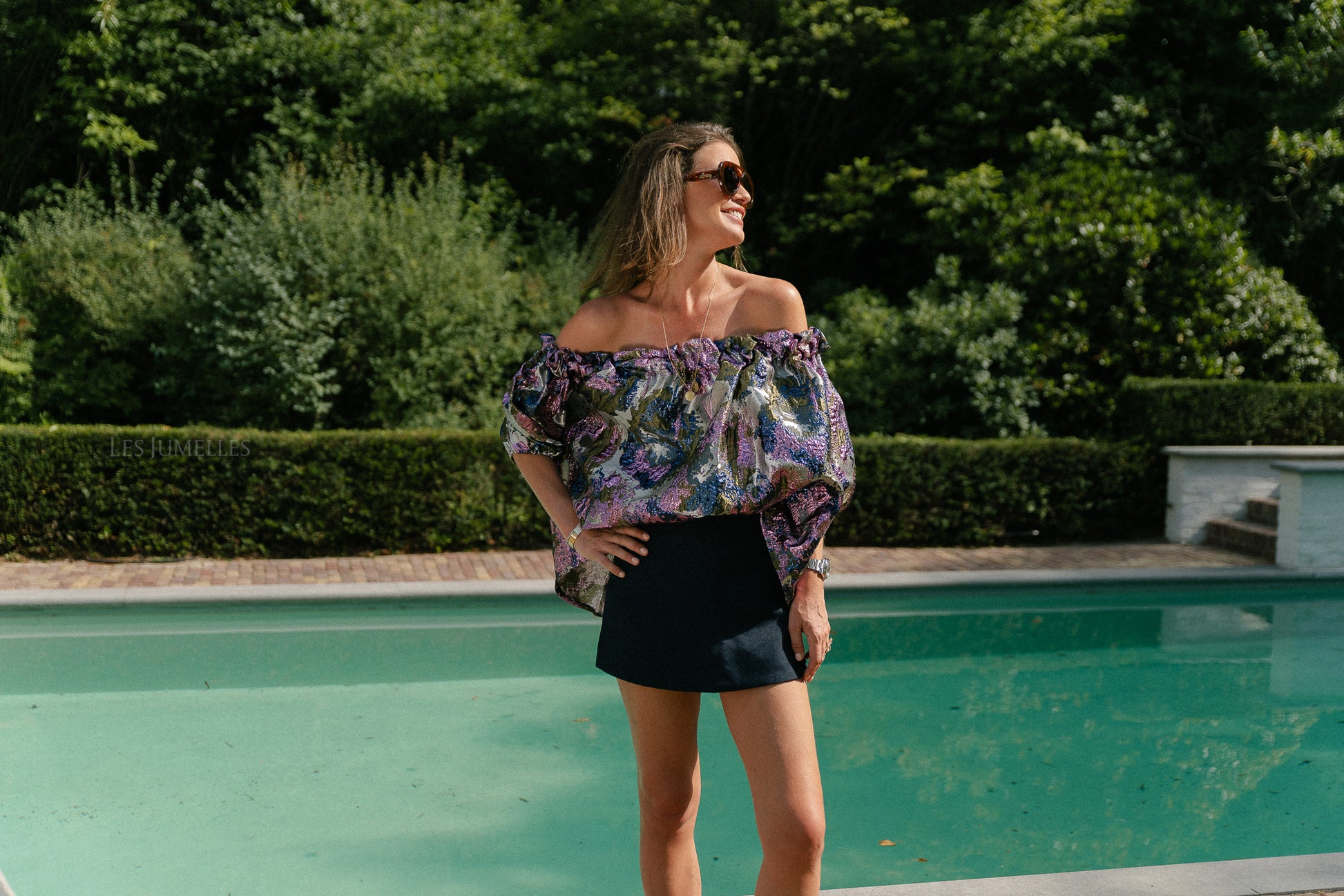 Blanche jacquard blouse flowers pink
