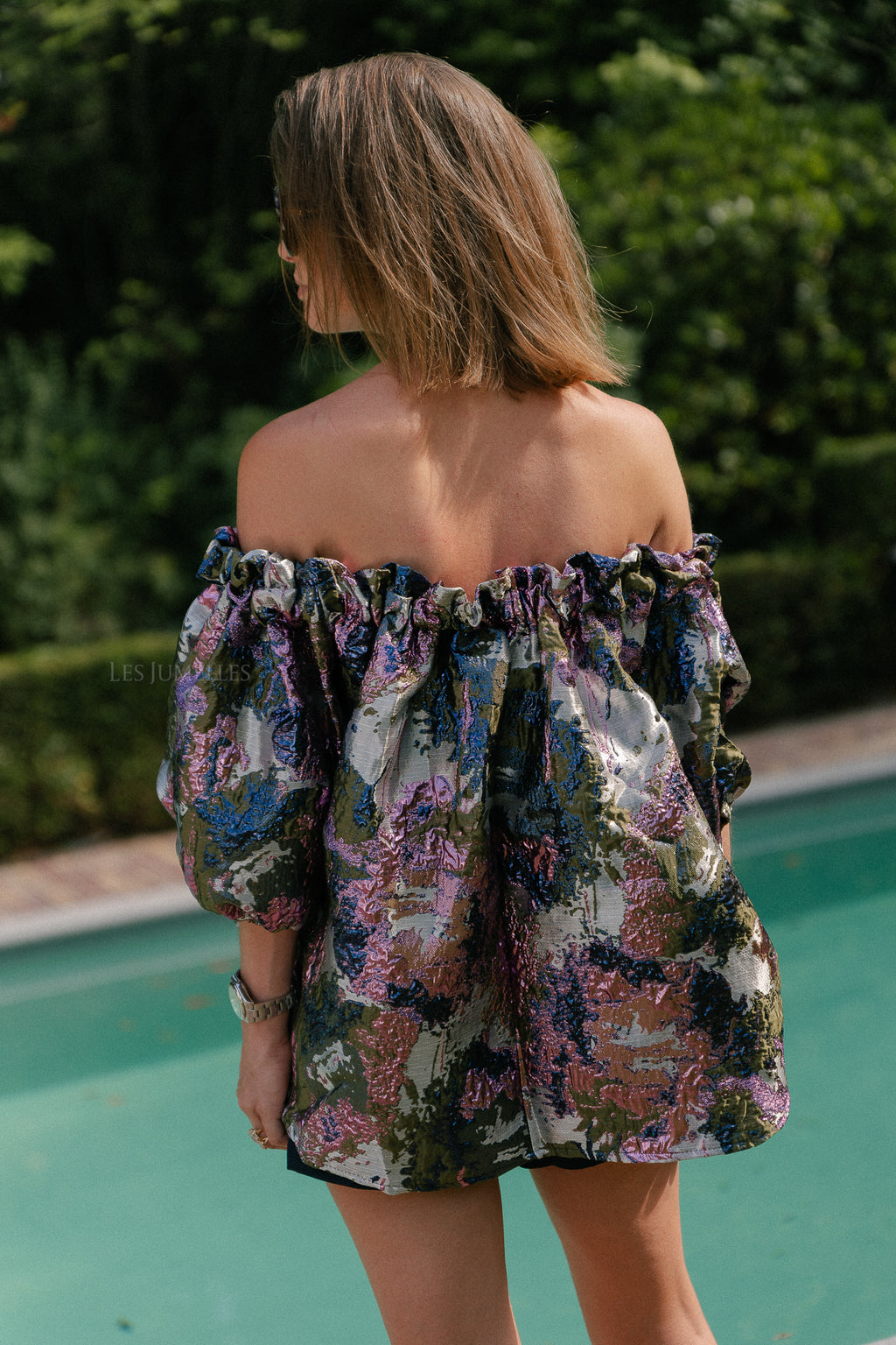 Blanche jacquard blouse flowers pink
