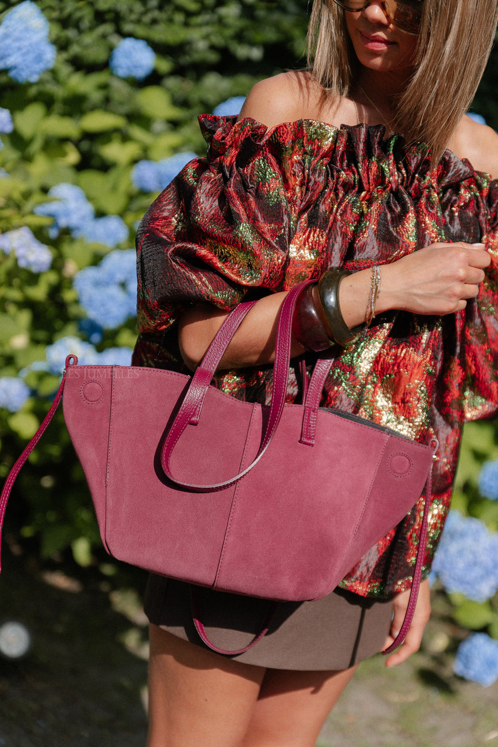 Emma suede handbag burgundy