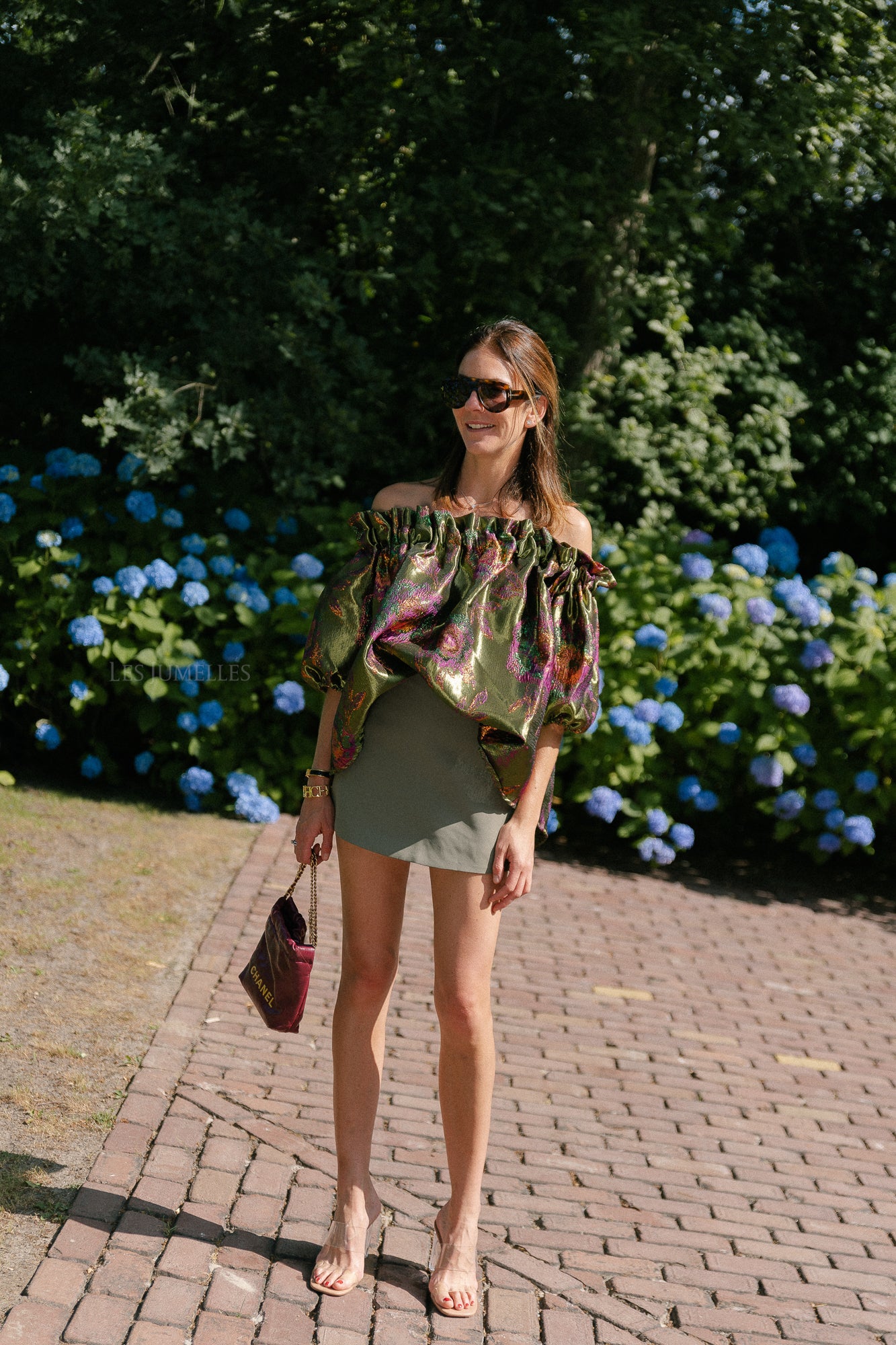 Blanche jacquard blouse flowers