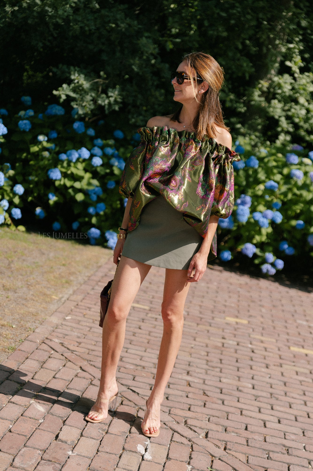 Blanche jacquard blouse flowers