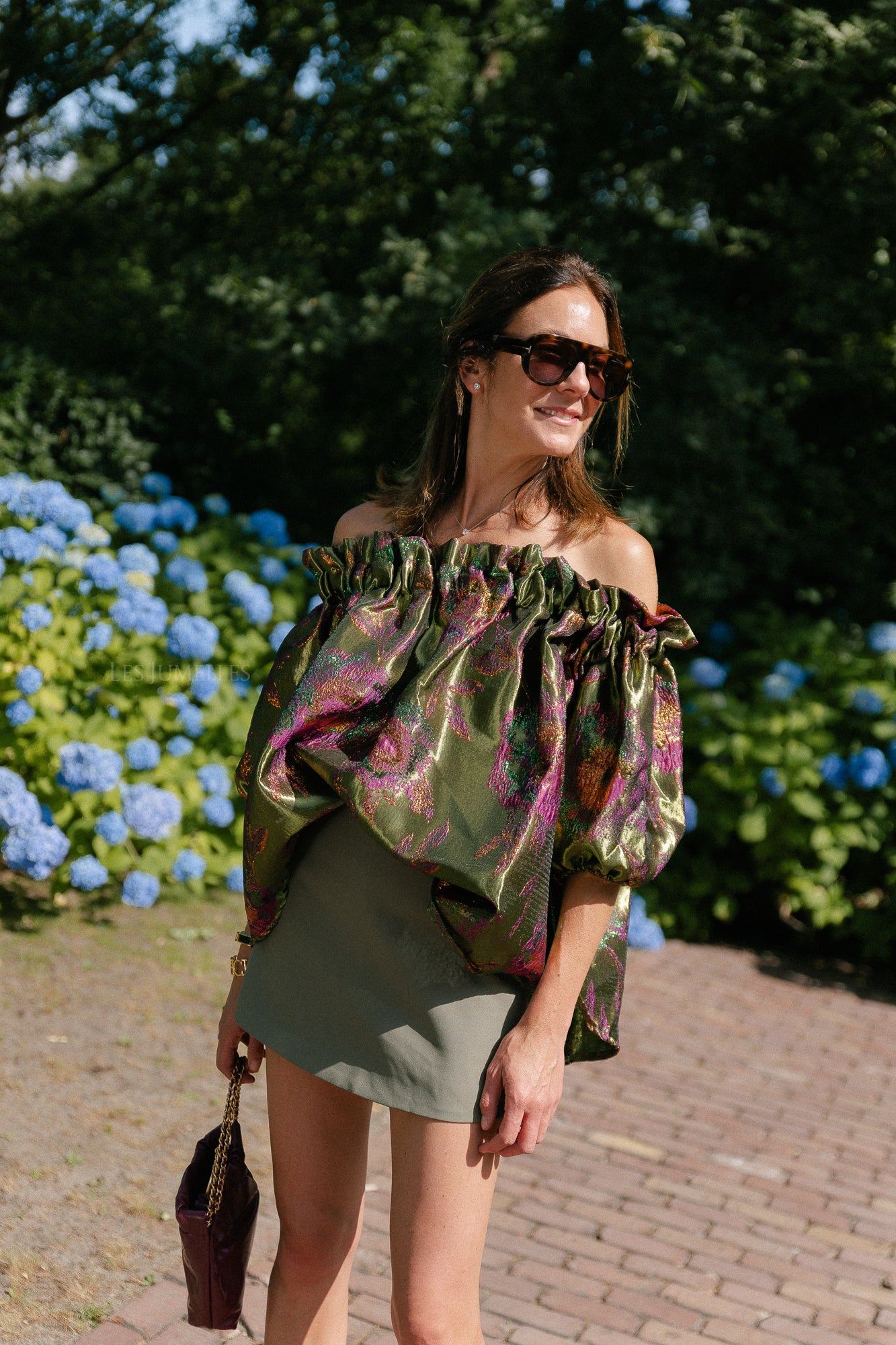 Blanche jacquard blouse flowers