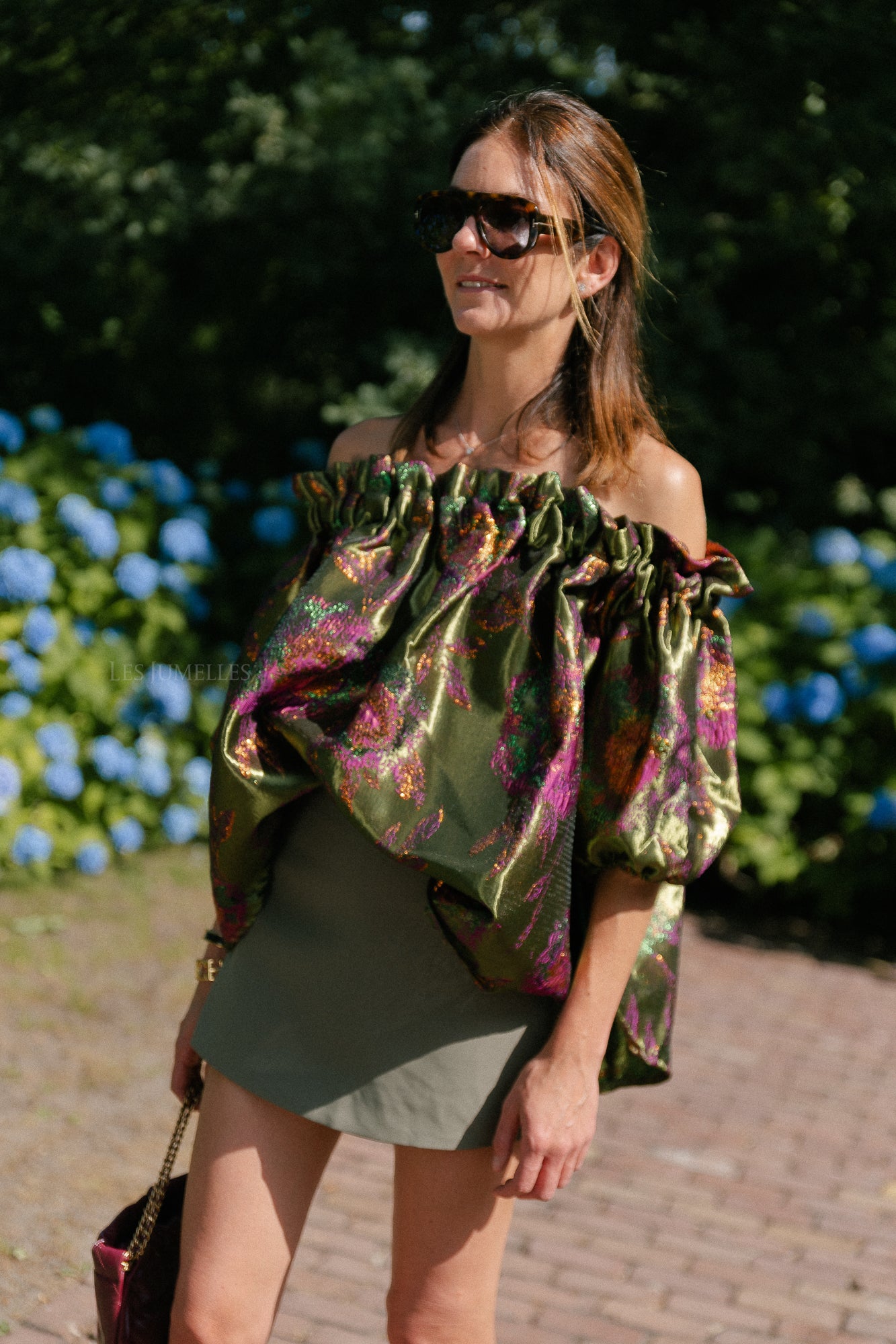 Blanche jacquard blouse flowers