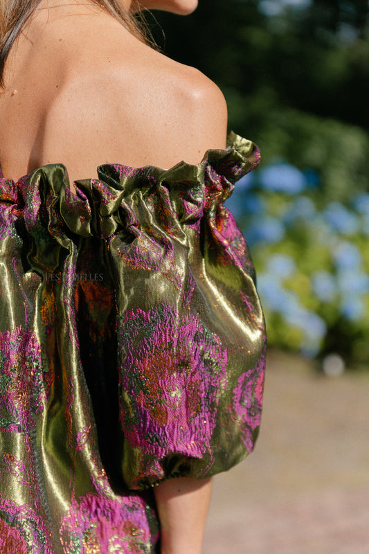 Les Jumelles Blanche jacquard blouse flowers