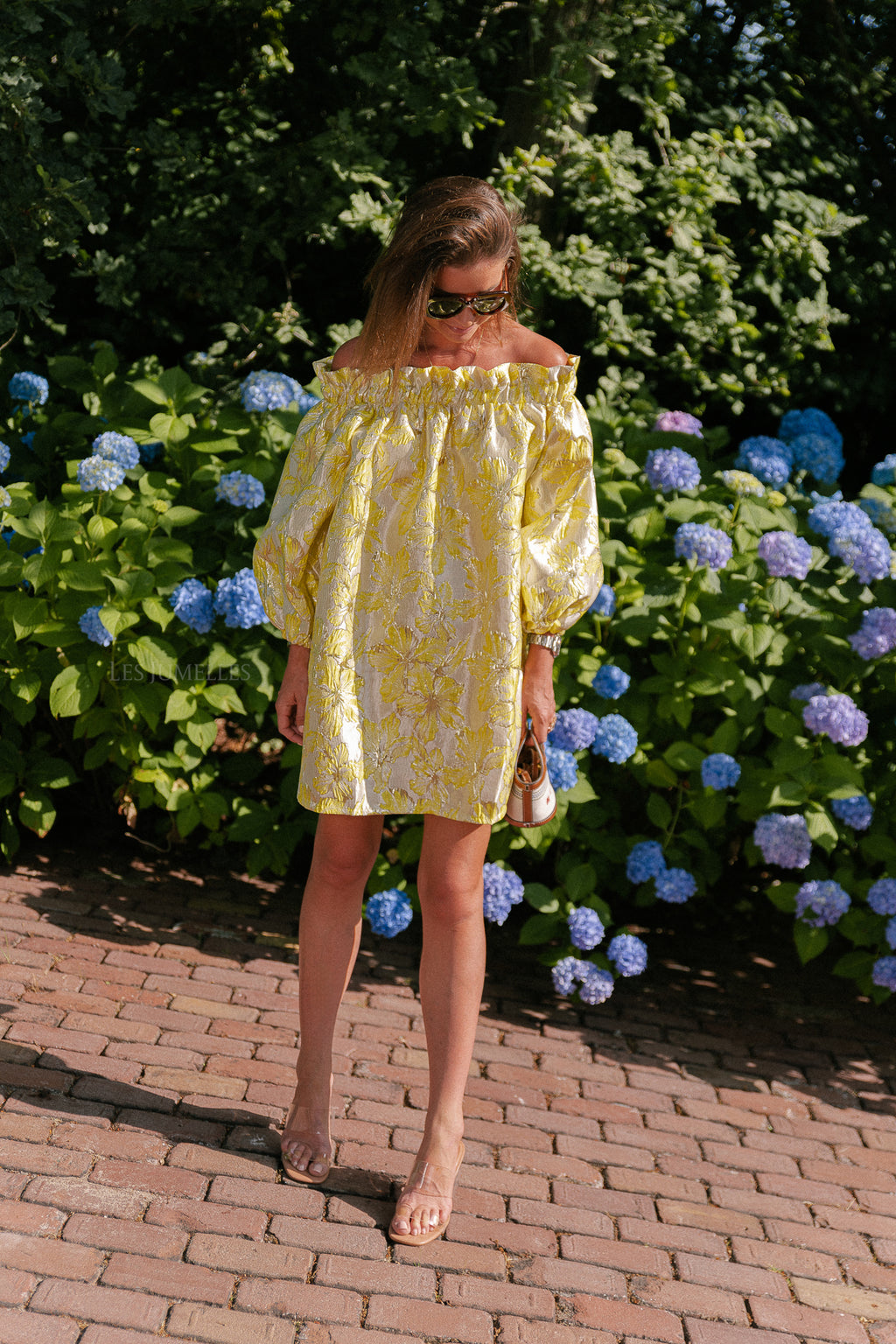 Blanche jacquard dress flowers yellow