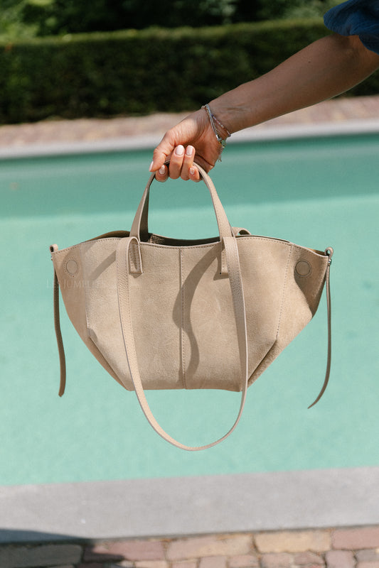 Les Jumelles Emma suede handbag beige