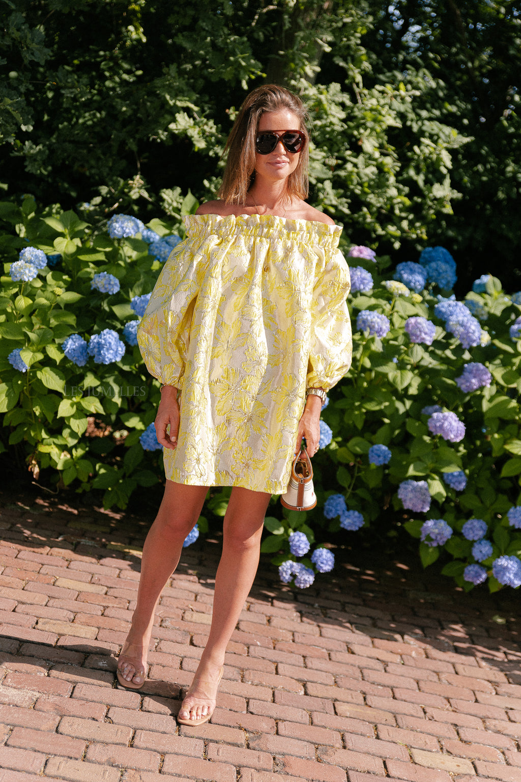 Blanche jacquard dress flowers yellow