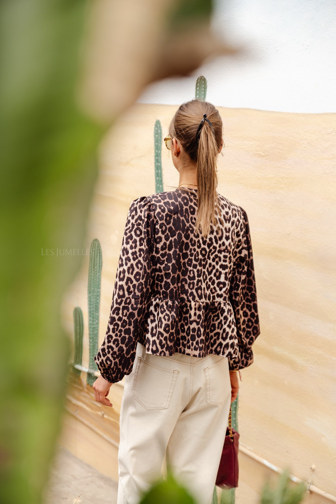 Blouse à basque nouée Padma léopard
