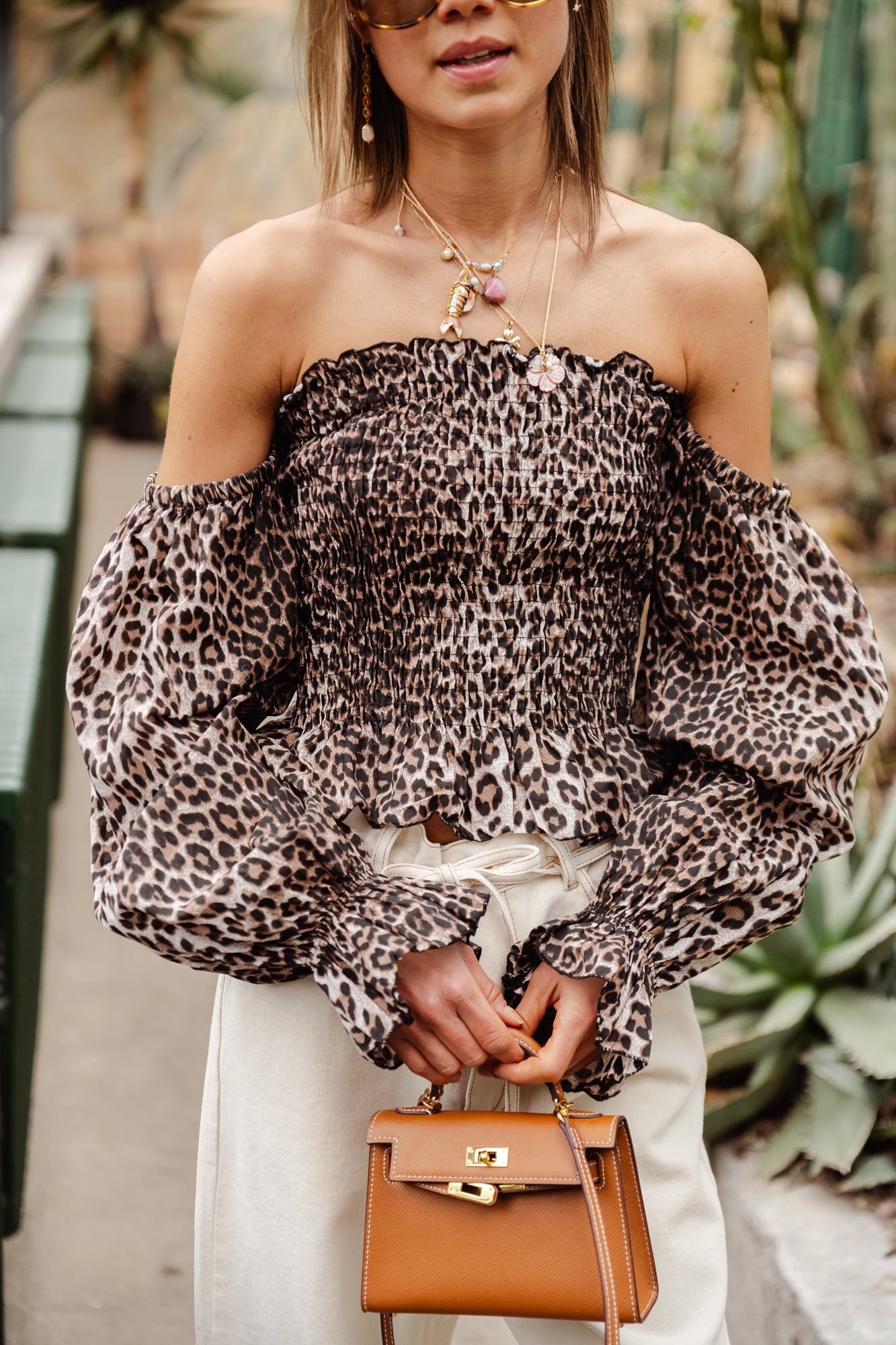 Lara off shoulder blouse leopard