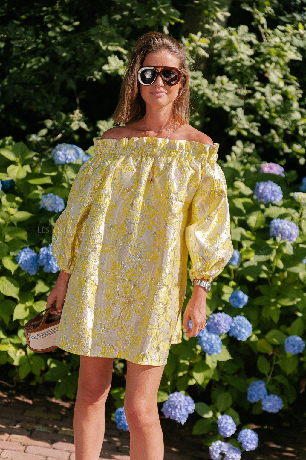Blanche jacquard dress flowers yellow