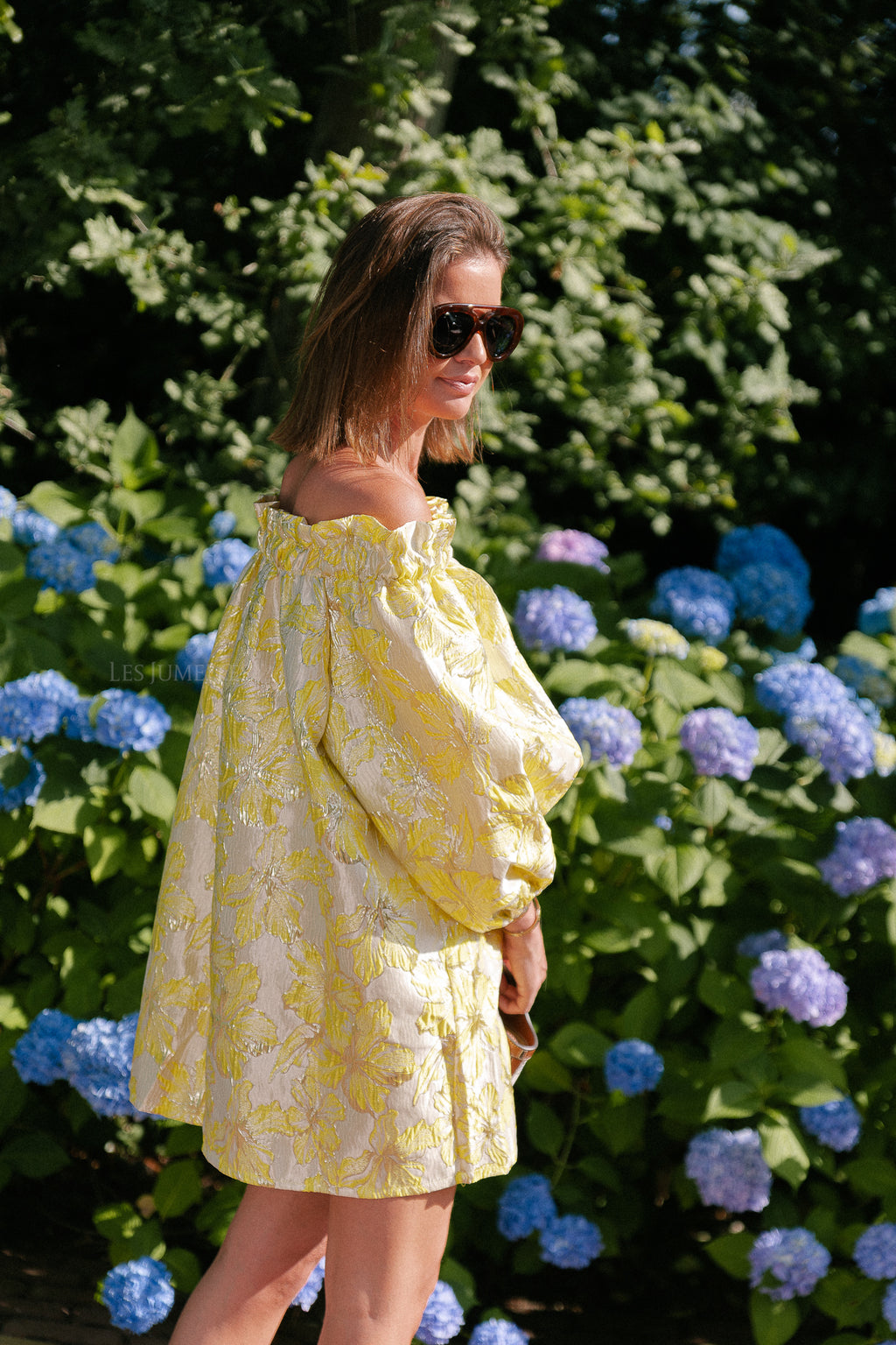 Blanche jacquard dress flowers yellow