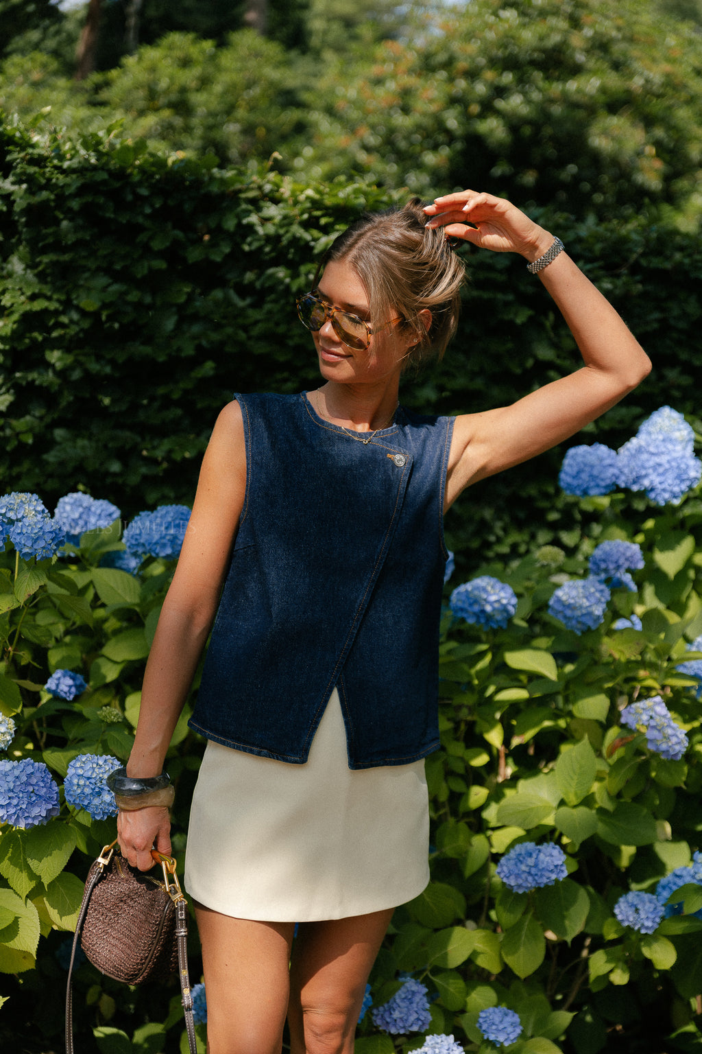 SLFVida-Kori denim vest dark blue denim