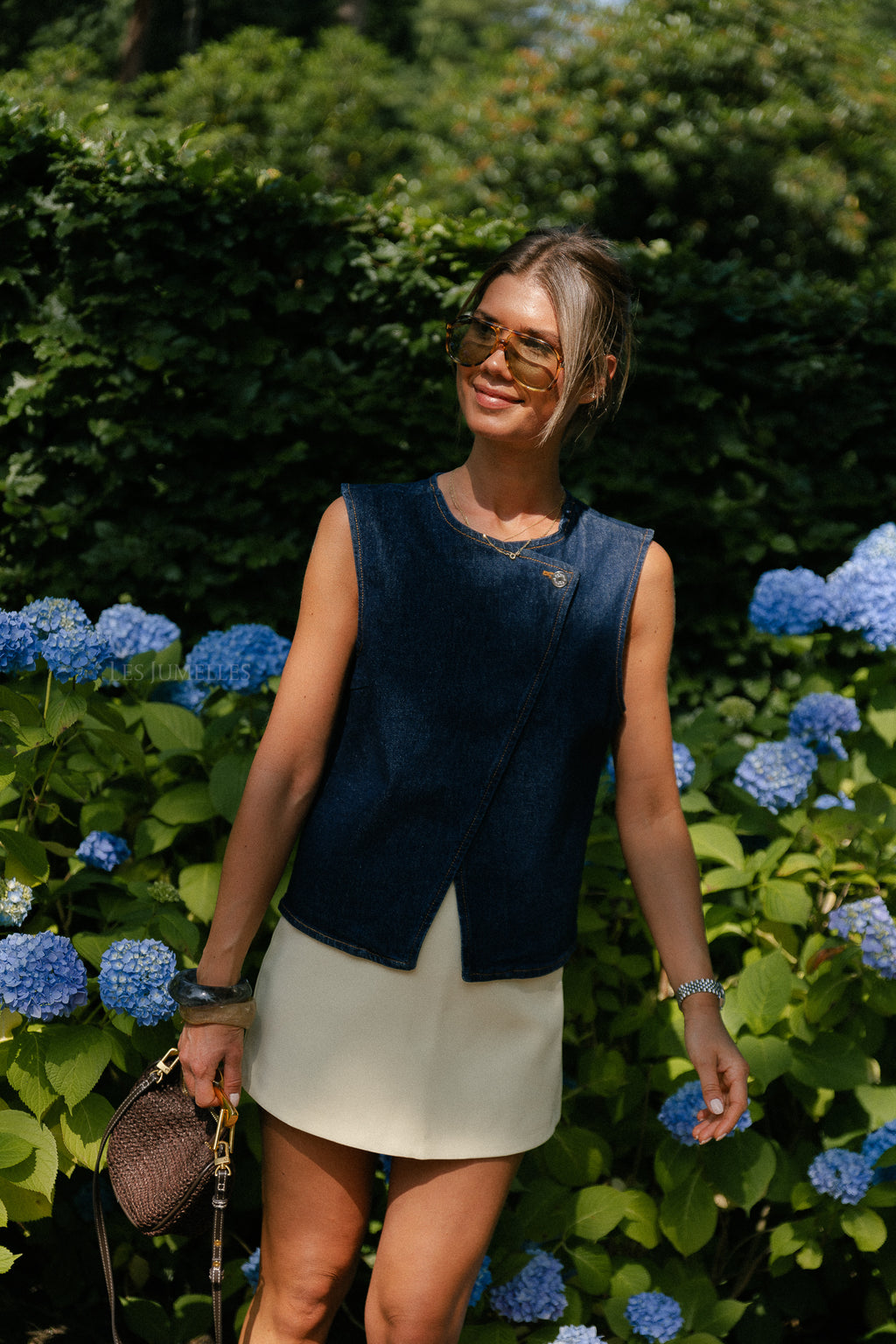 SLFVida-Kori denim vest dark blue denim