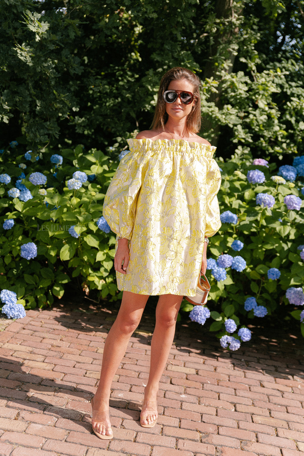 Blanche jacquard dress flowers yellow