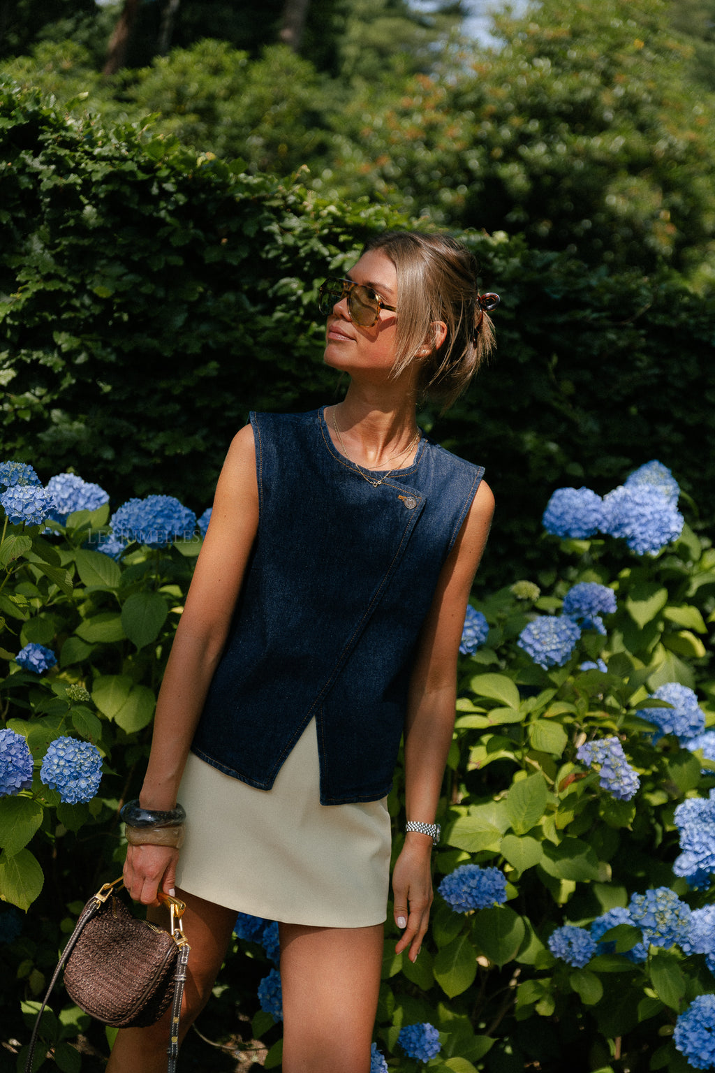 SLFVida-Kori denim vest dark blue denim