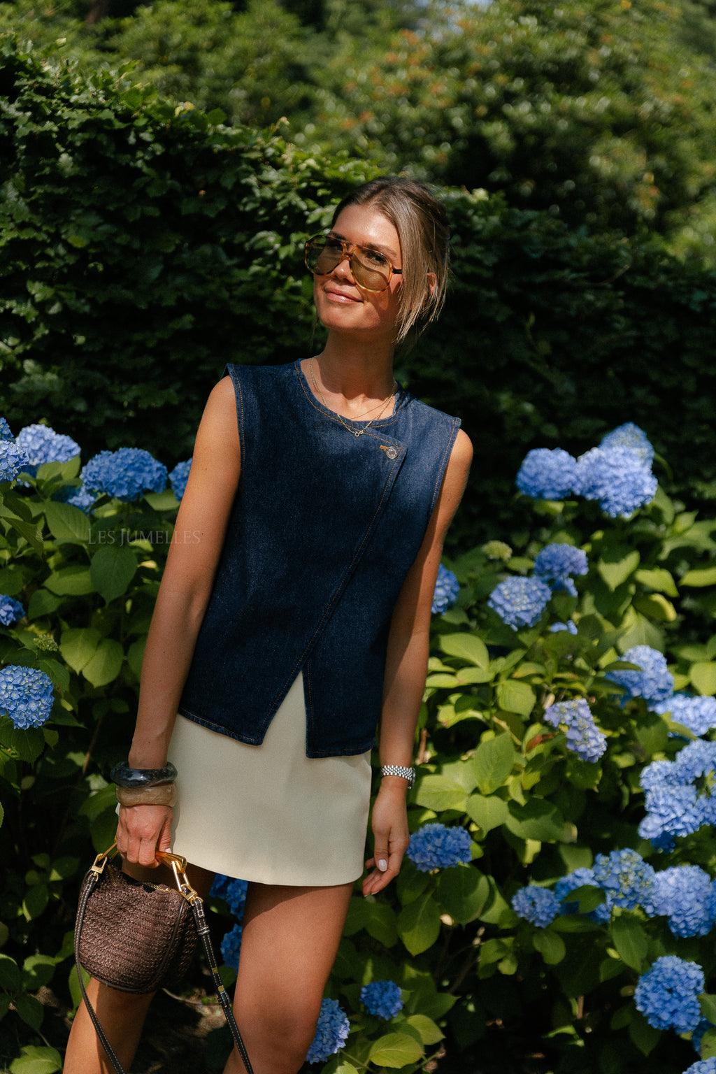 SLFVida-Kori denim vest dark blue denim