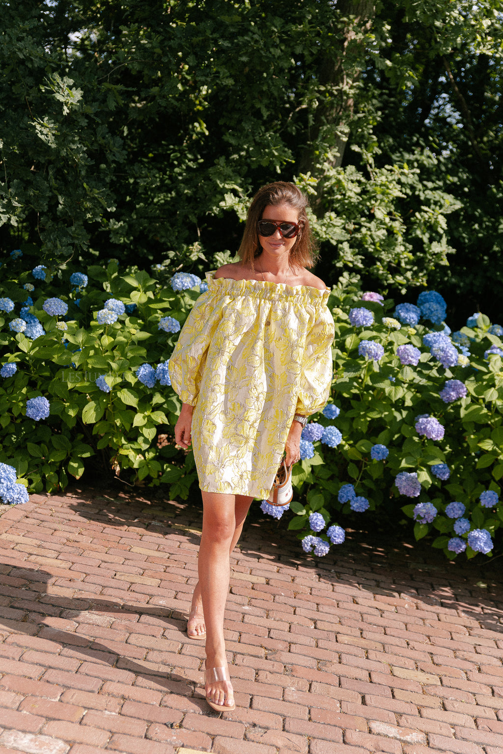 Blanche jacquard dress flowers yellow
