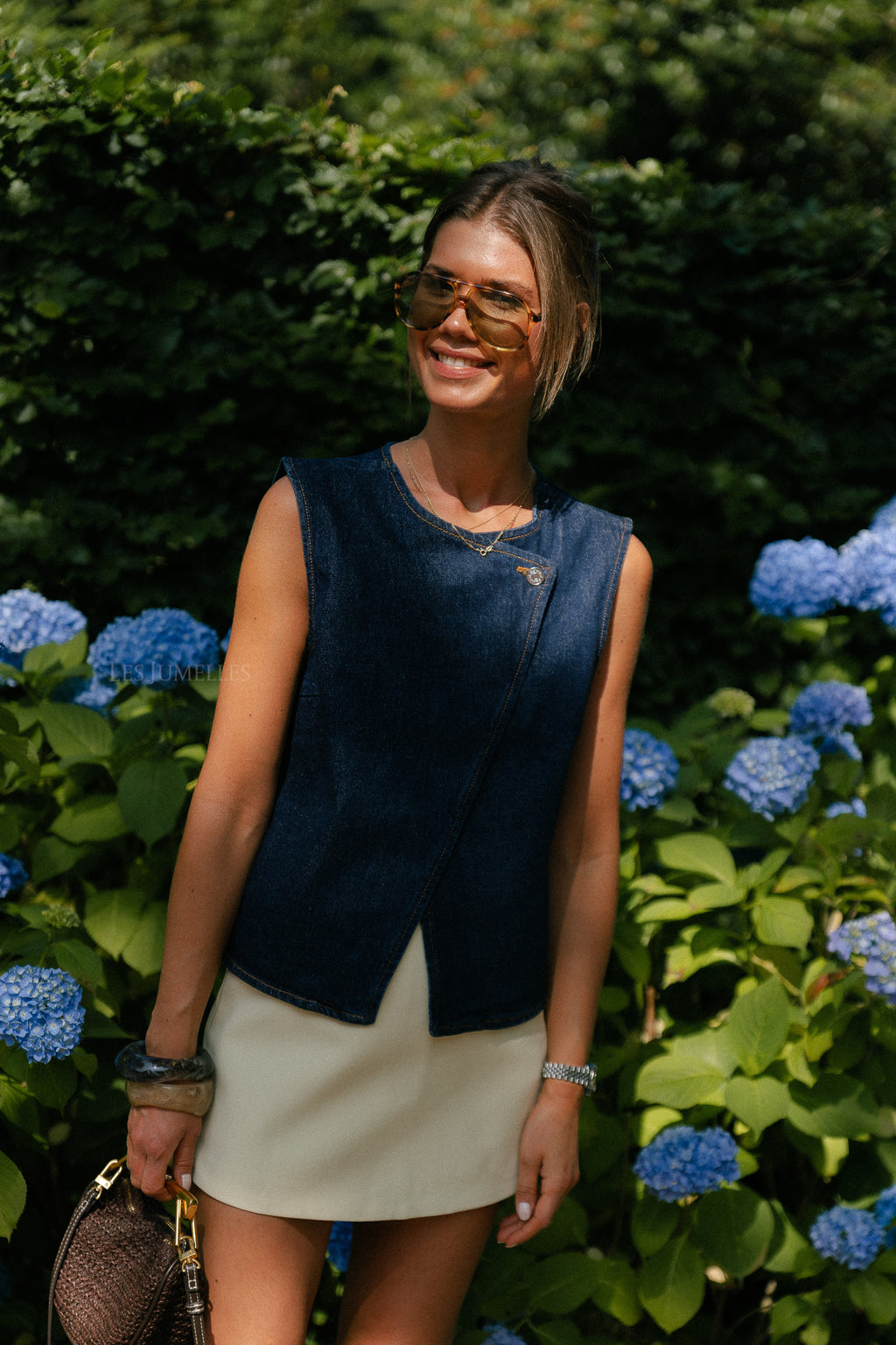 SLFVida-Kori denim vest dark blue denim