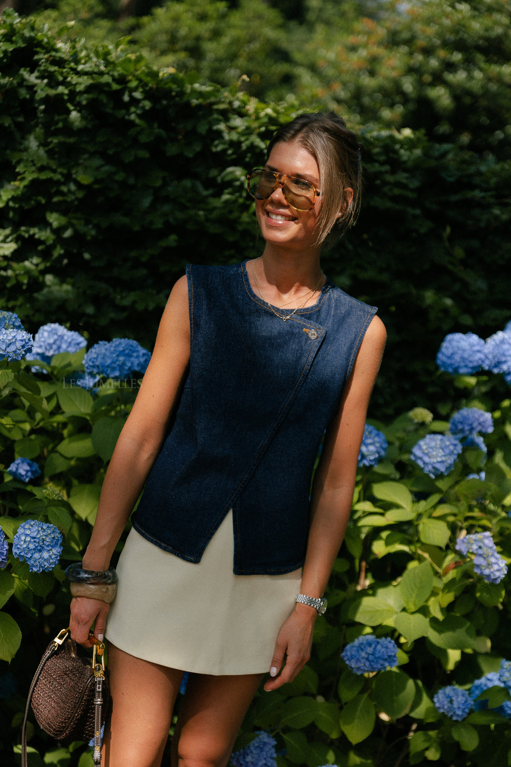 SLFVida-Kori denim vest dark blue denim