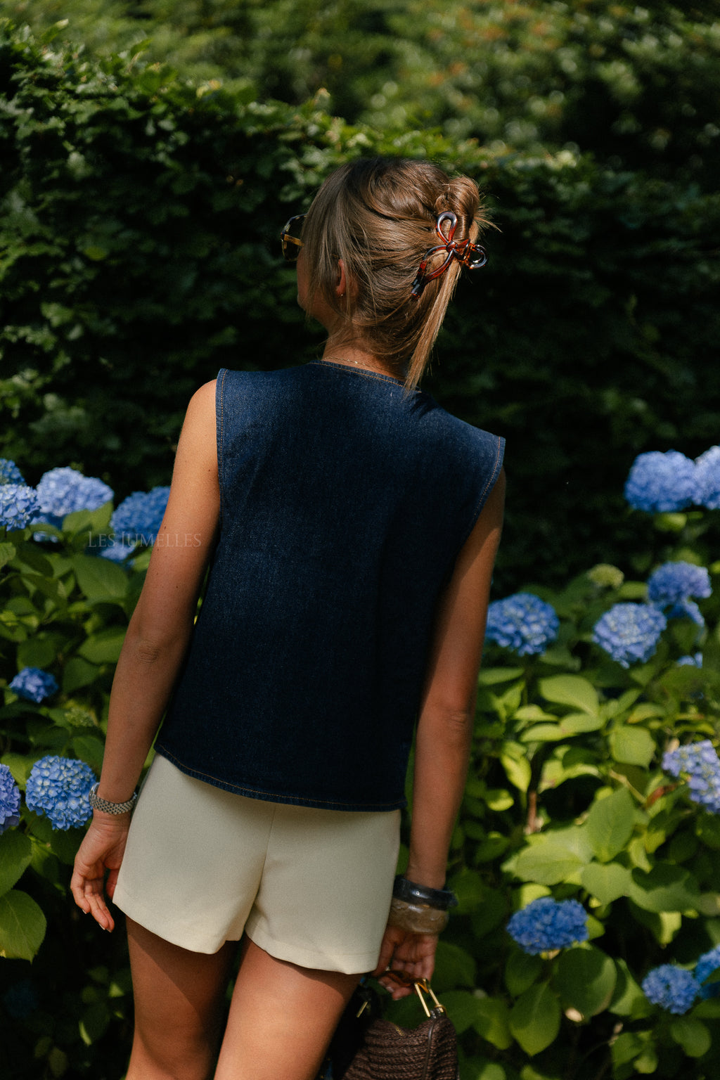 SLFVida-Kori denim vest dark blue denim