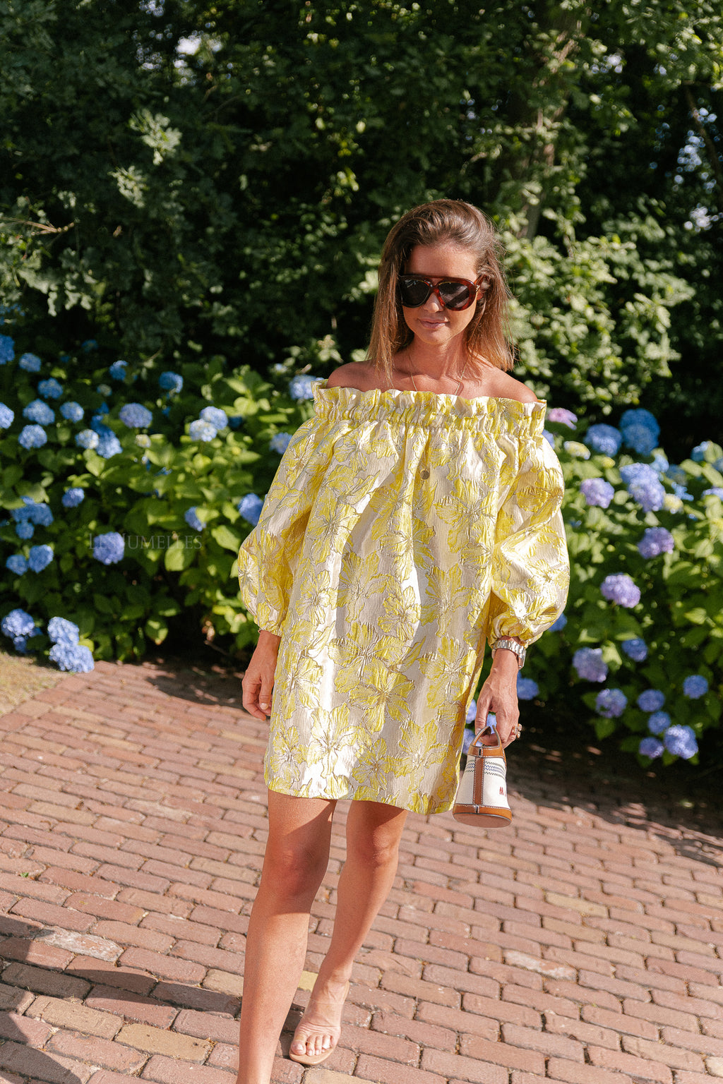 Blanche jacquard dress flowers yellow