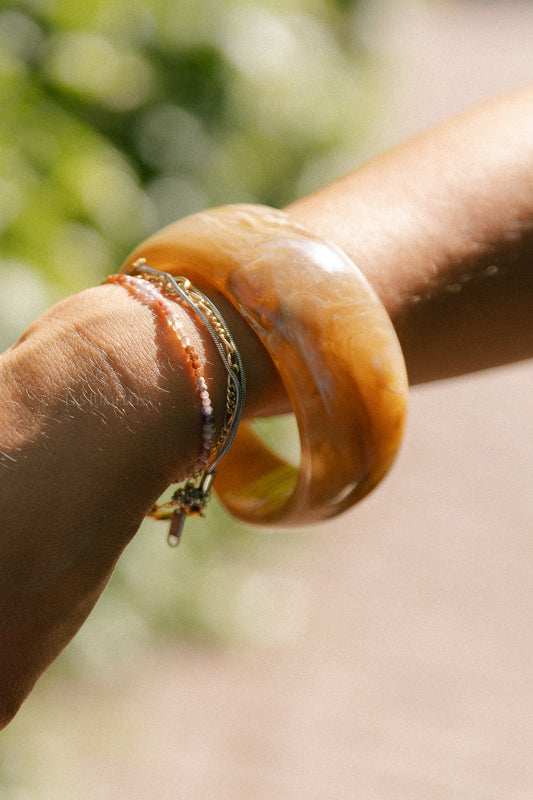 Les Jumelles Acrylic aesthetic bangle apricot