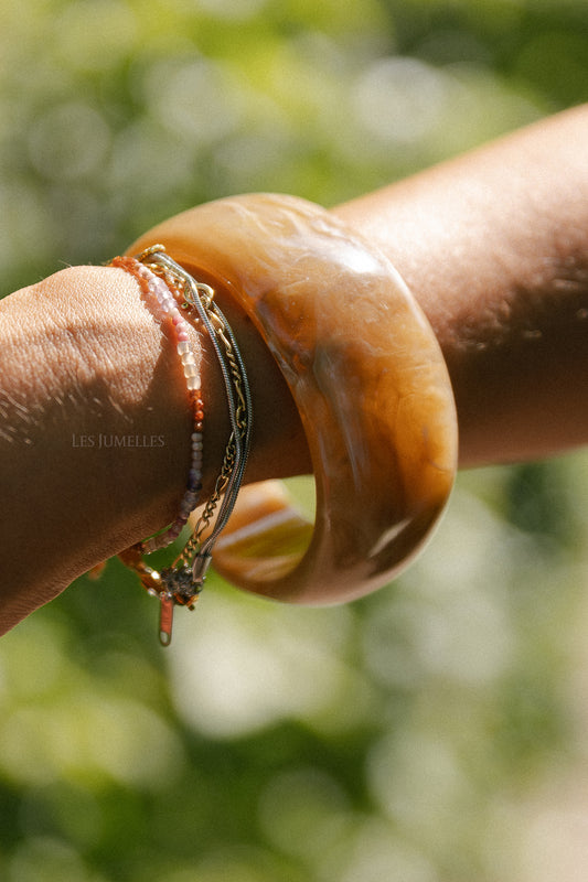 Les Jumelles Acrylic aesthetic bangle apricot