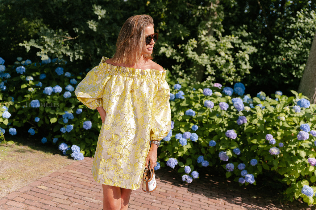 Blanche jacquard dress flowers yellow