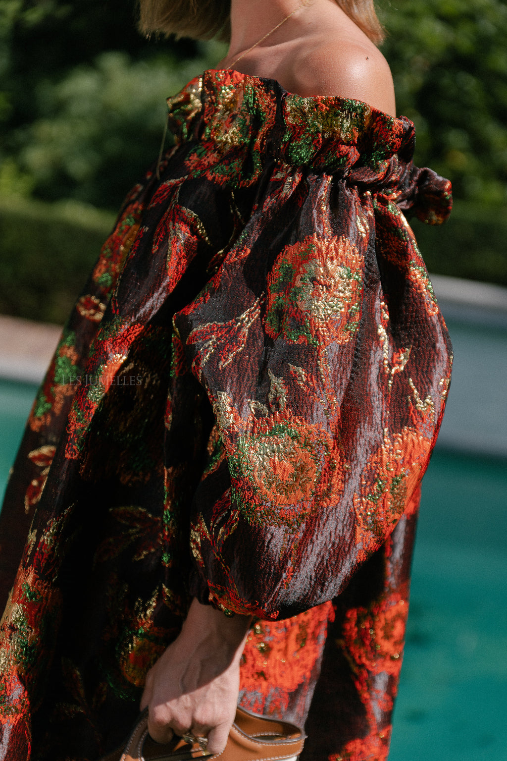 Blanche jacquard dress flowers brown
