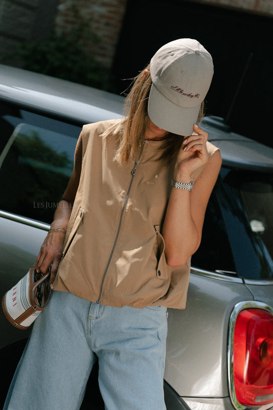 Les Jumelles SLFWinny slogan cap ghost gray