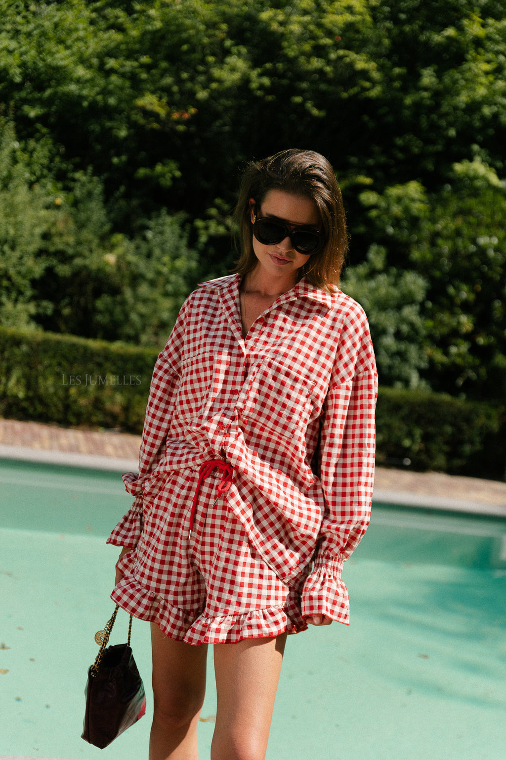 Dakota checked shorts red