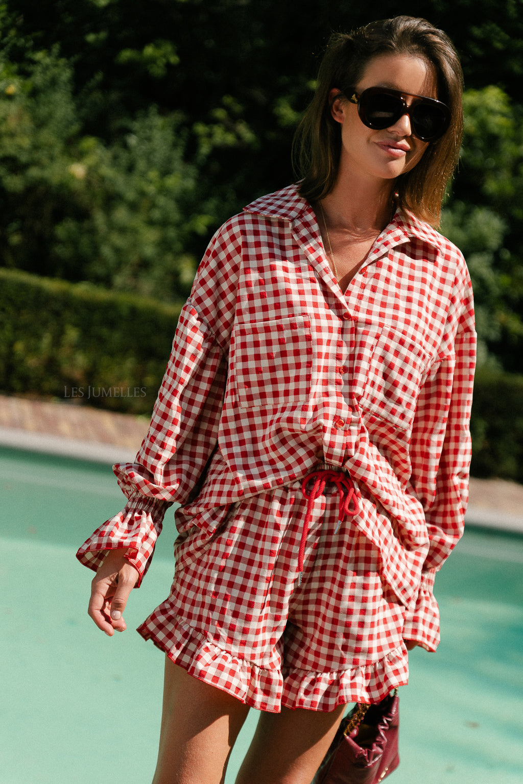 Dakota checked shorts red