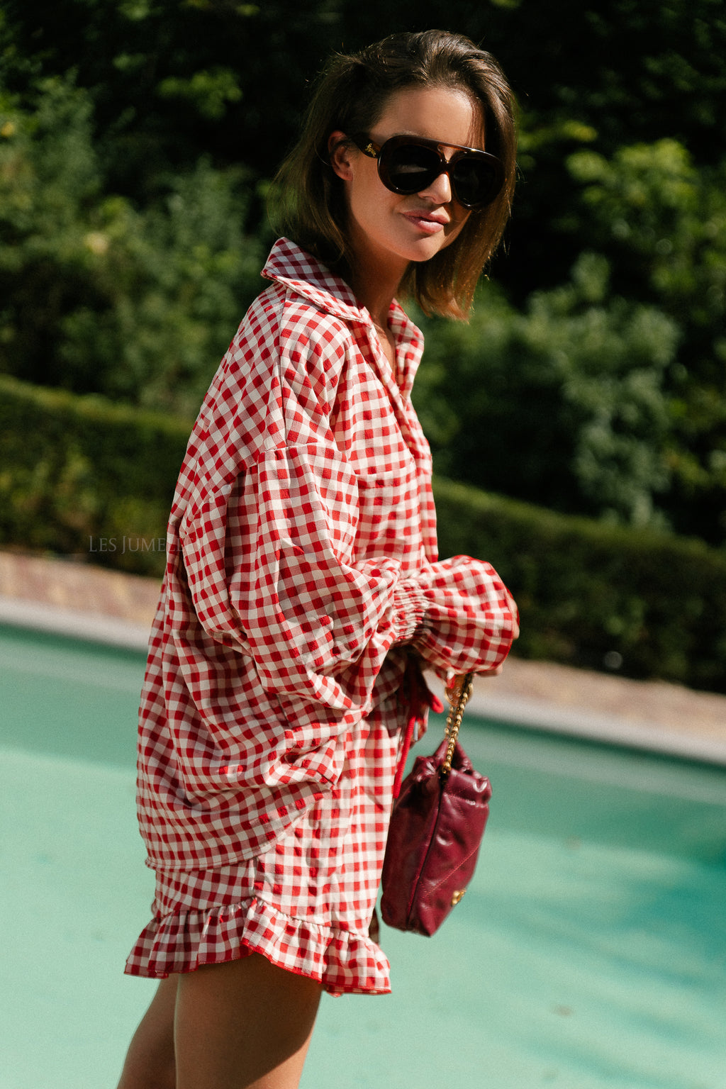 Dakota checked shorts red