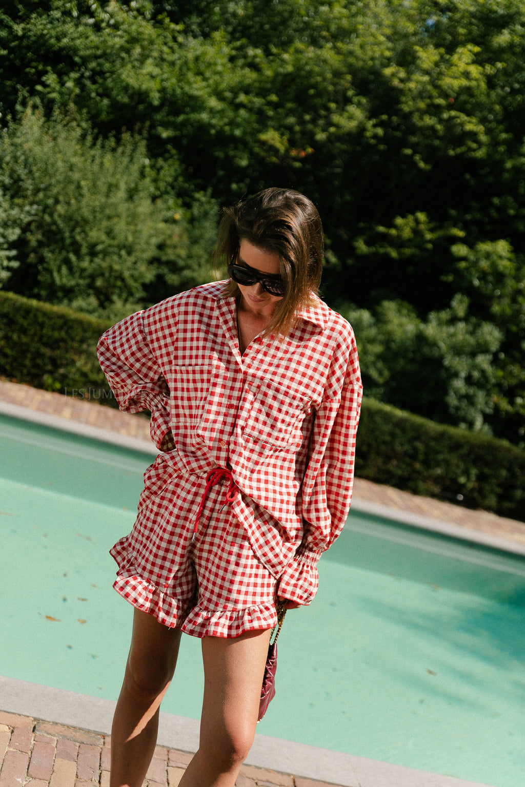 Dakota checked shorts red