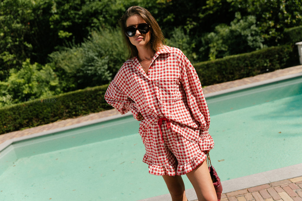 Dakota checked shorts red