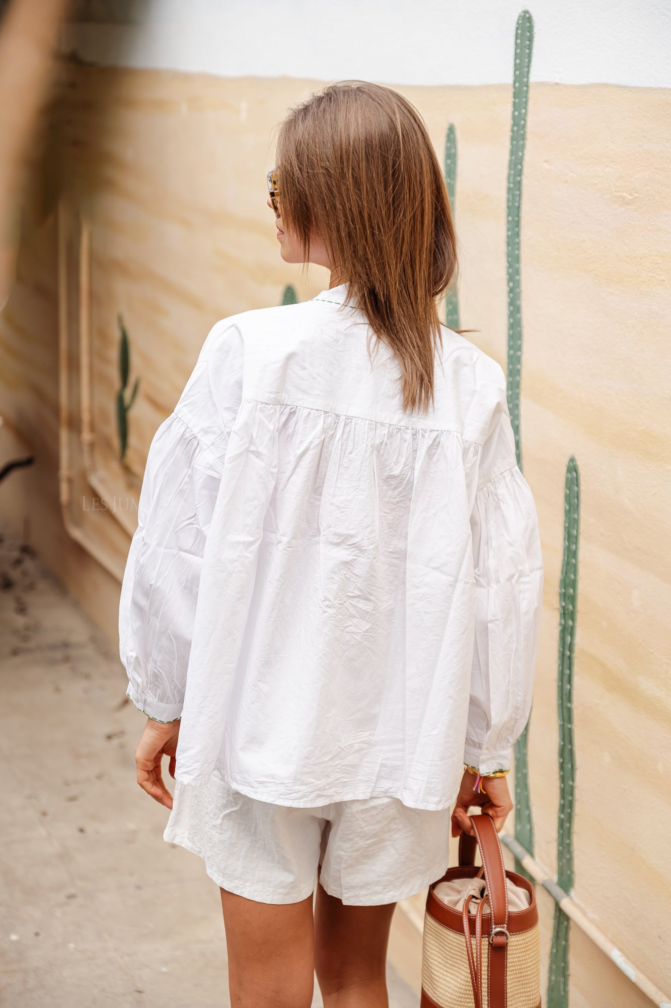 Palma besticktes Hemd Weiß