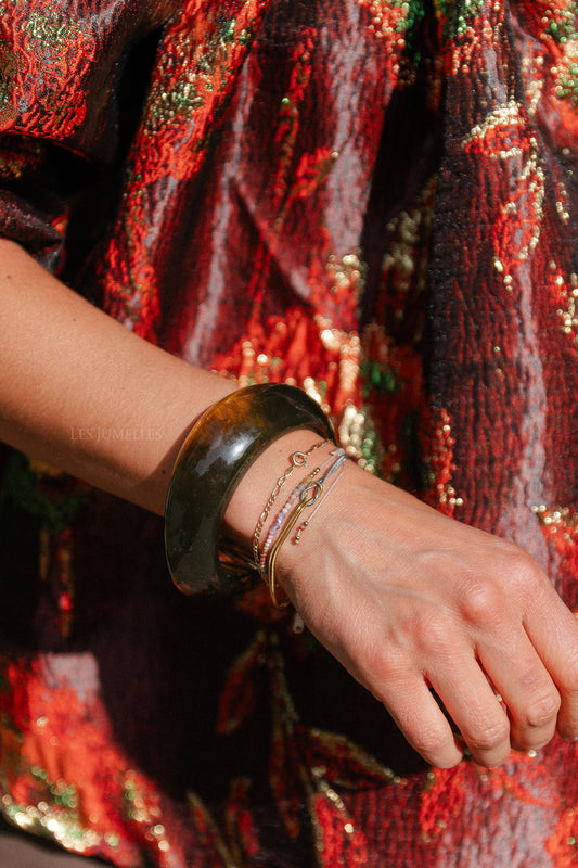 Les Jumelles Acrylic bangle olive green