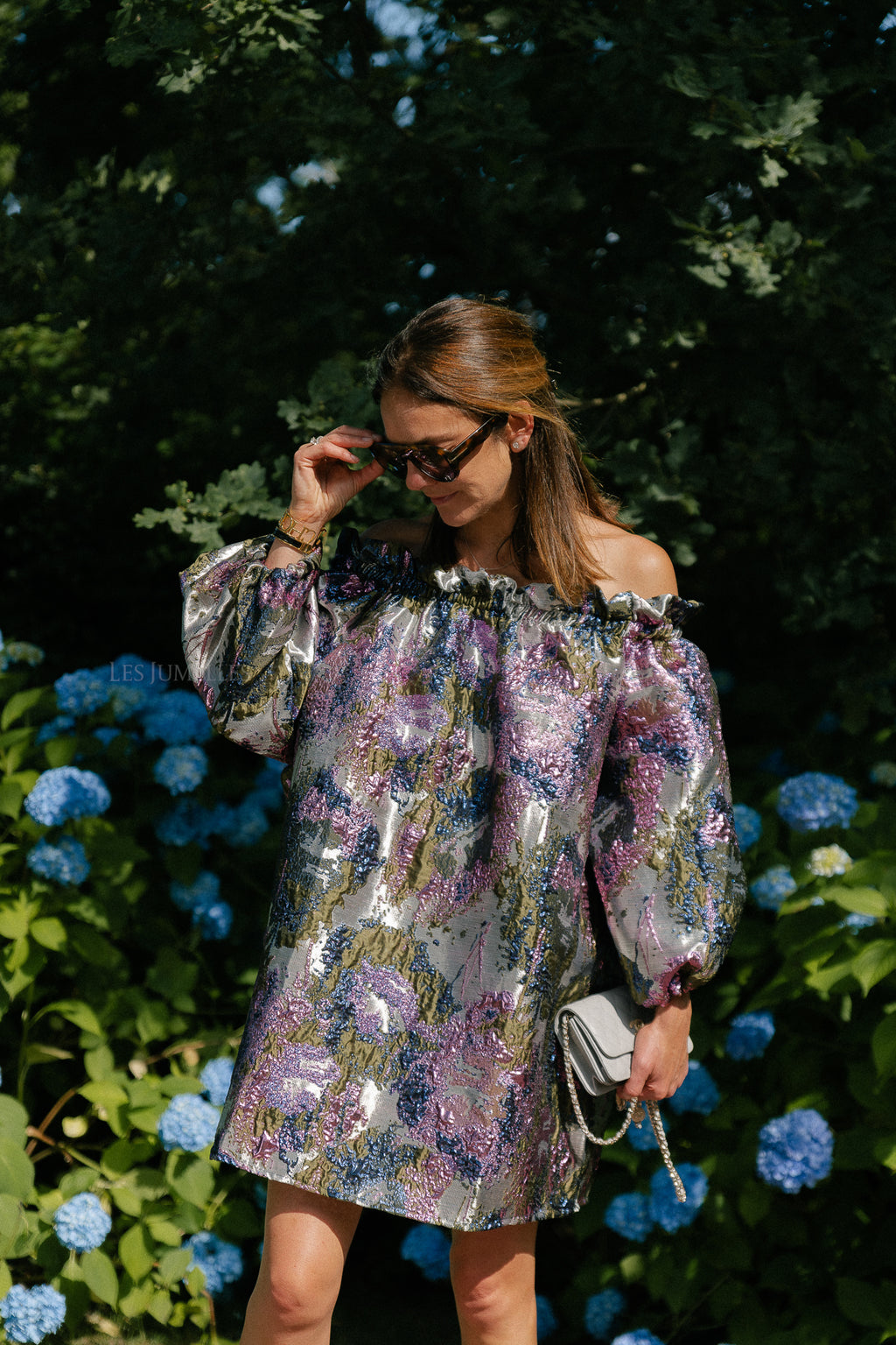 Blanche jacquard dress flowers pink
