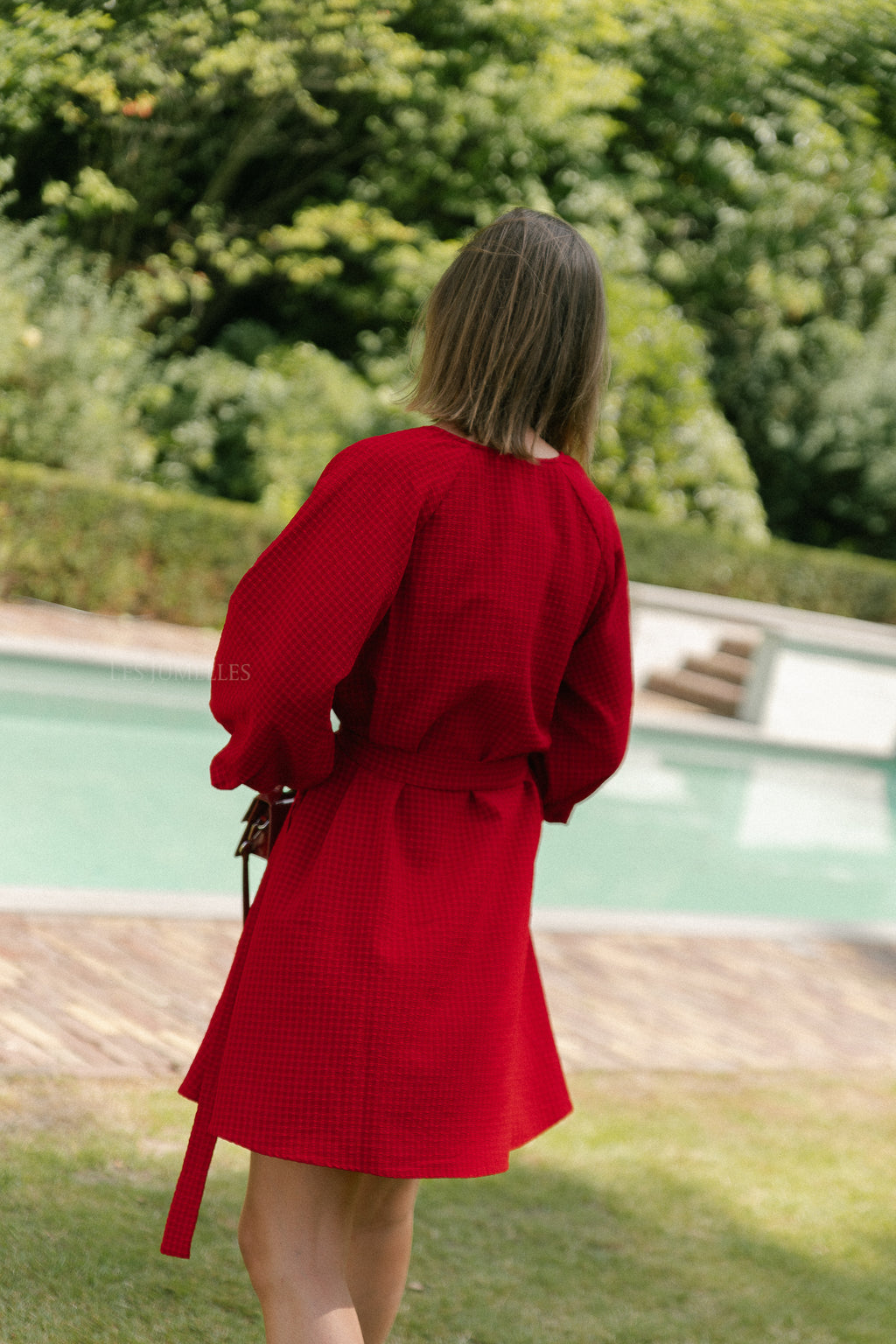 SLFAmida 3/4 short dress equestrian red/checks