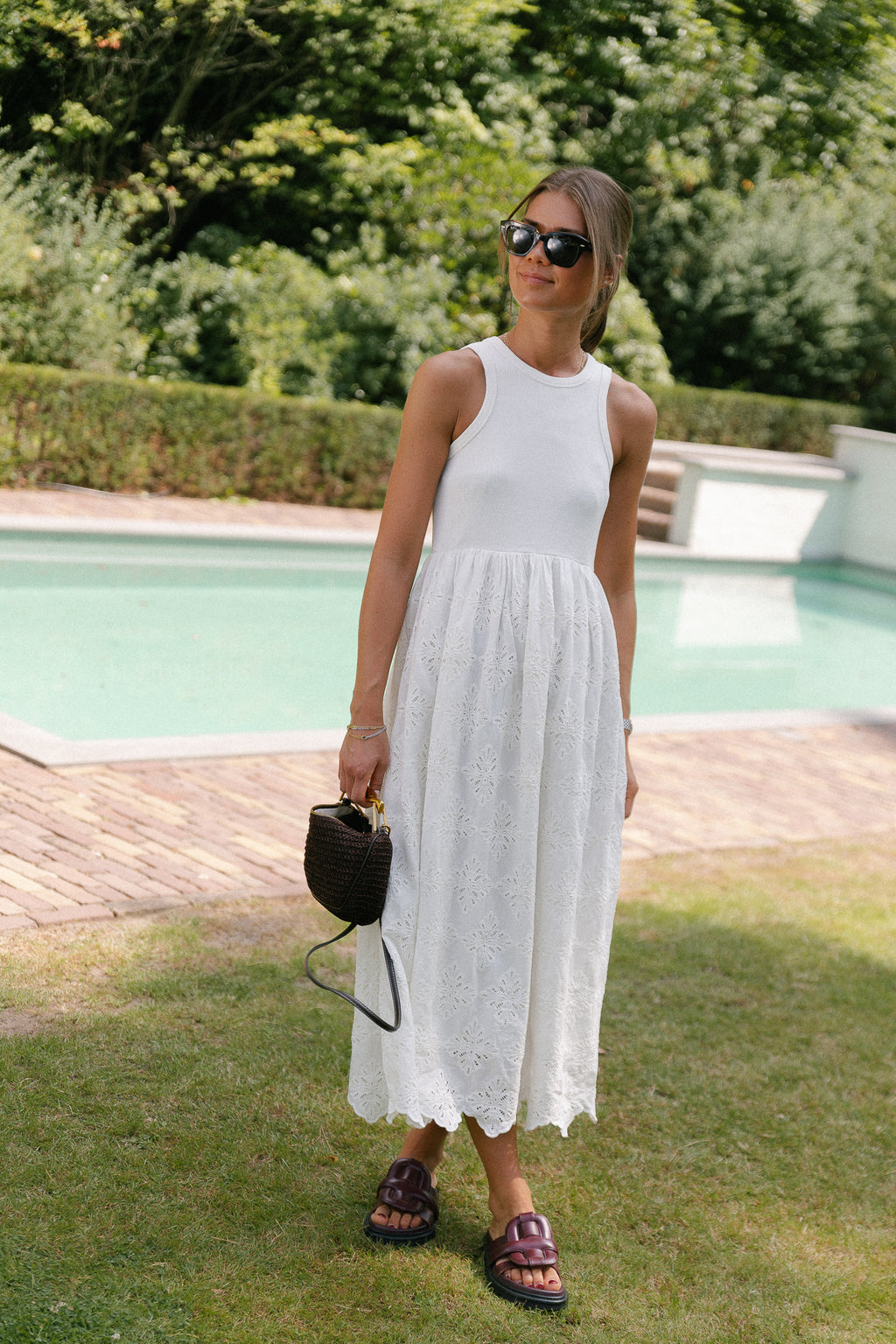 YASMiri SL long embroidery dress star white