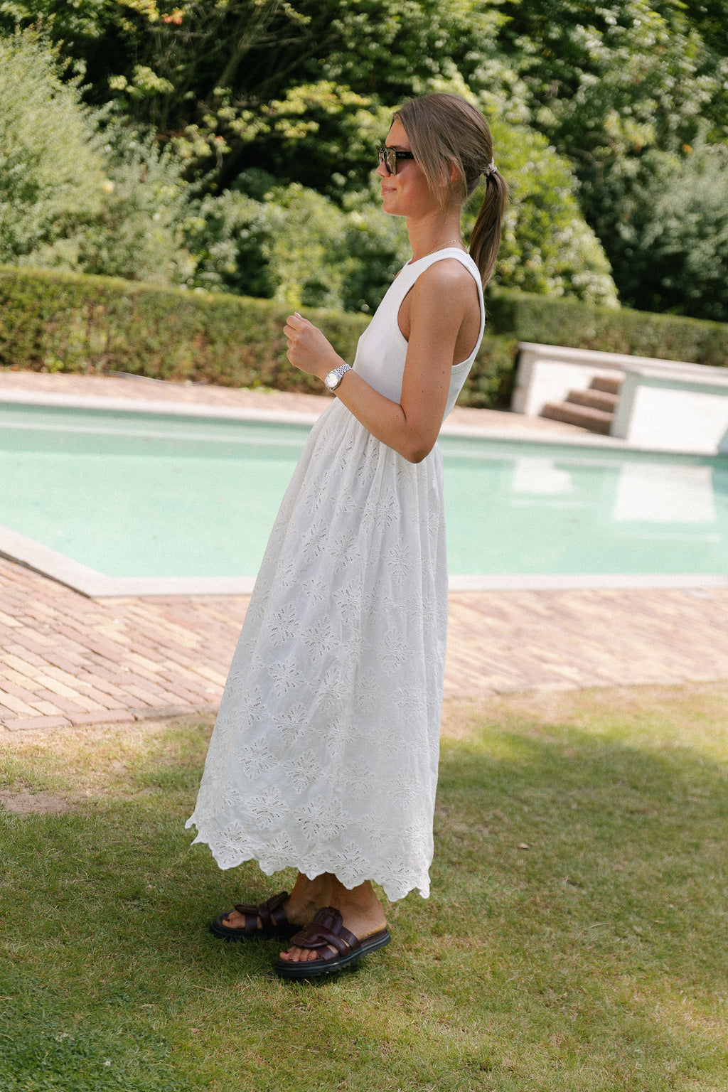 YASMiri SL long embroidery dress star white