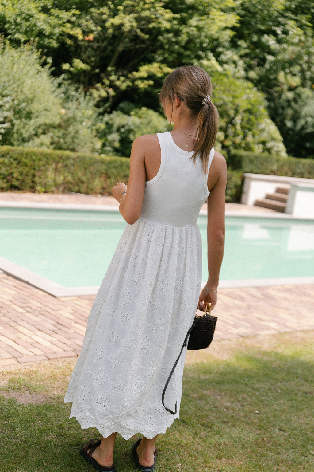 YASMiri SL long embroidery dress star white