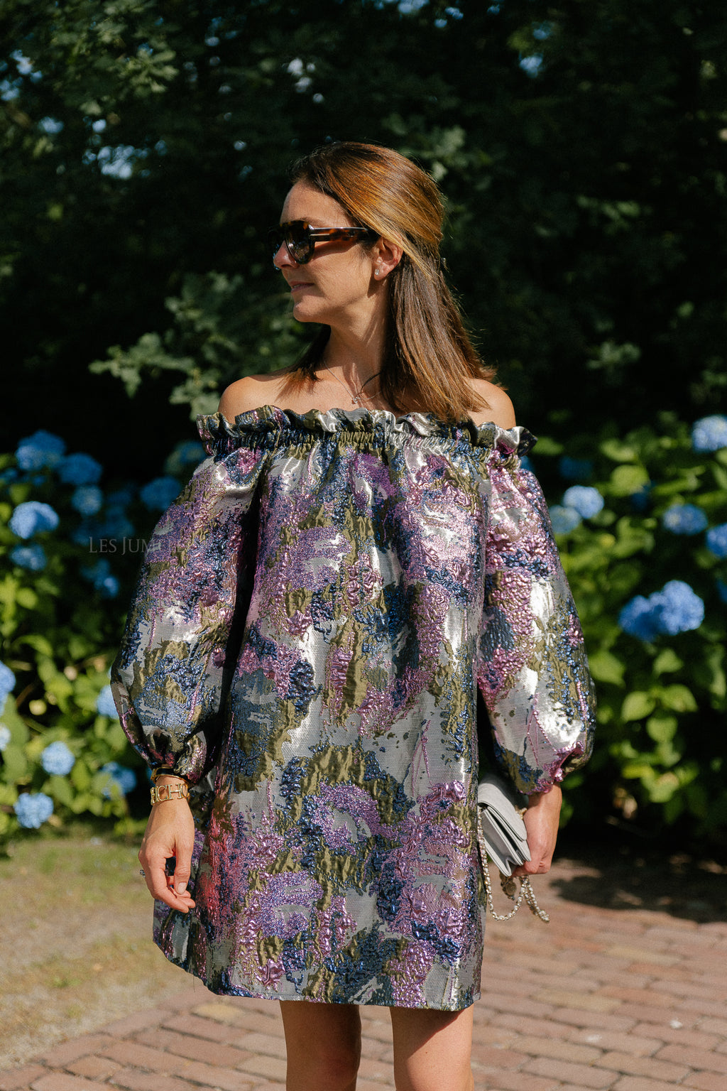 Blanche jacquard dress flowers pink