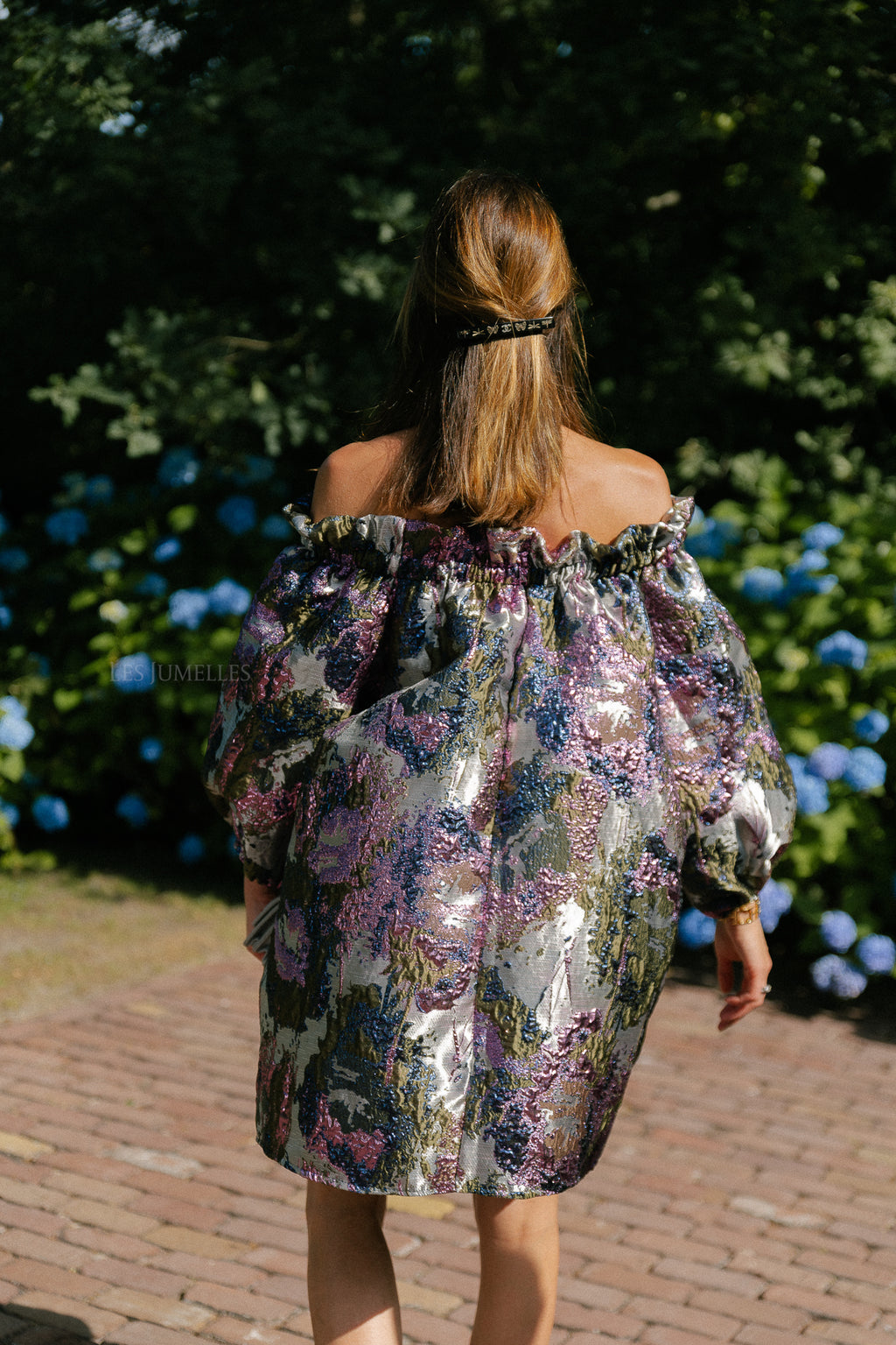 Blanche jacquard dress flowers pink