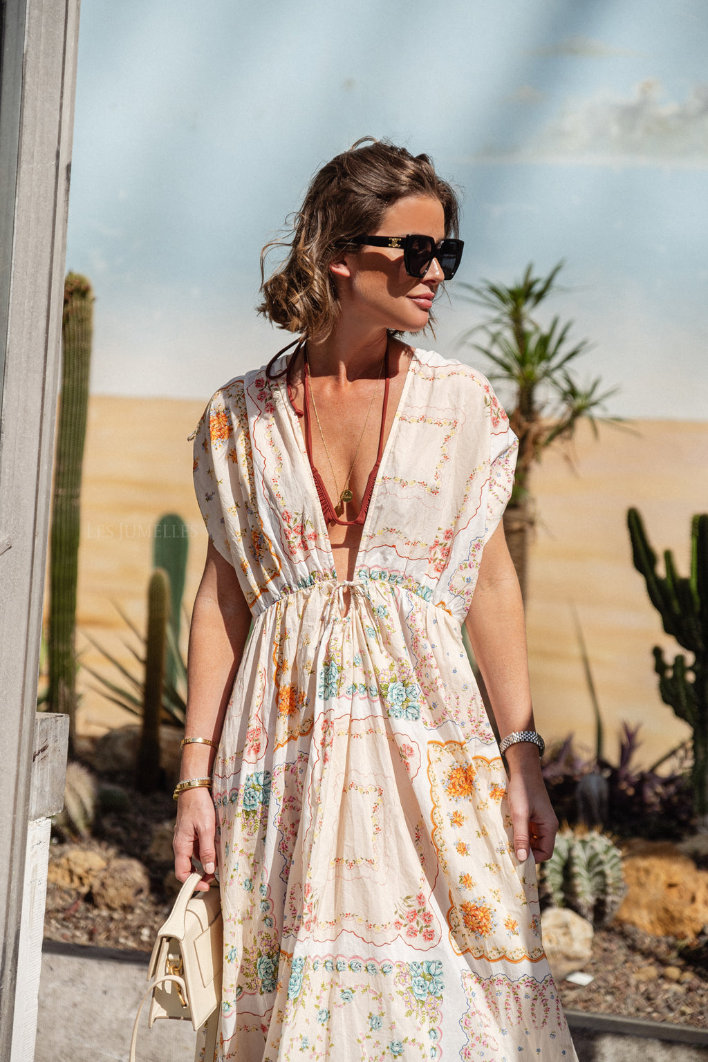Cotton tissue printed maxi dress