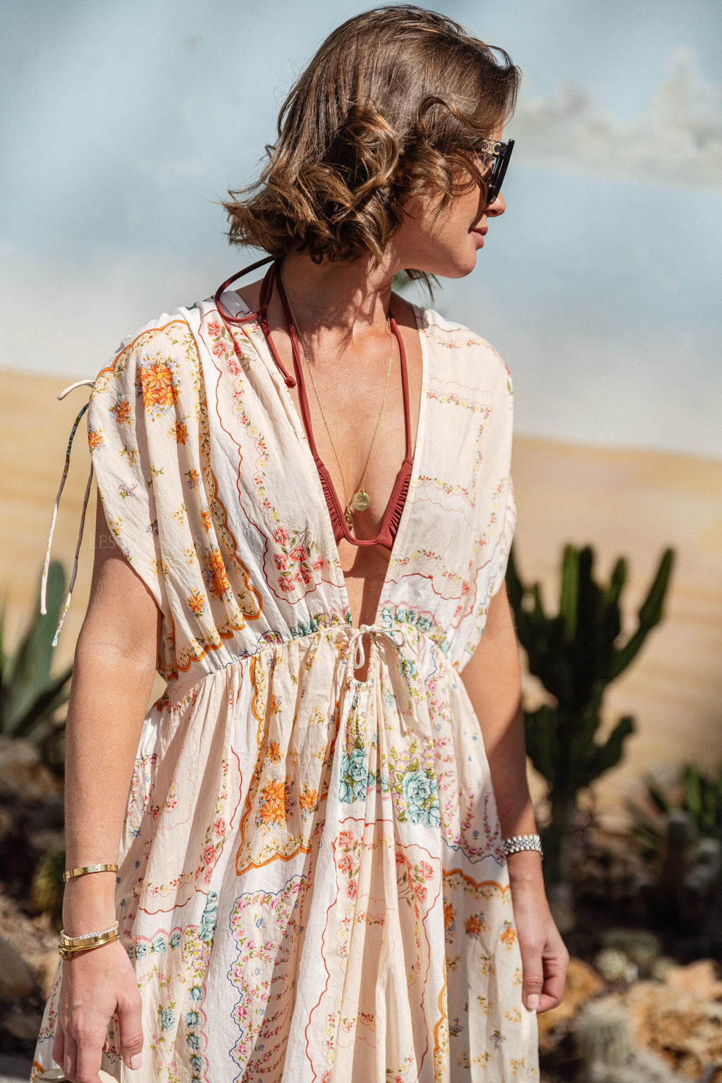 Cotton tissue printed maxi dress