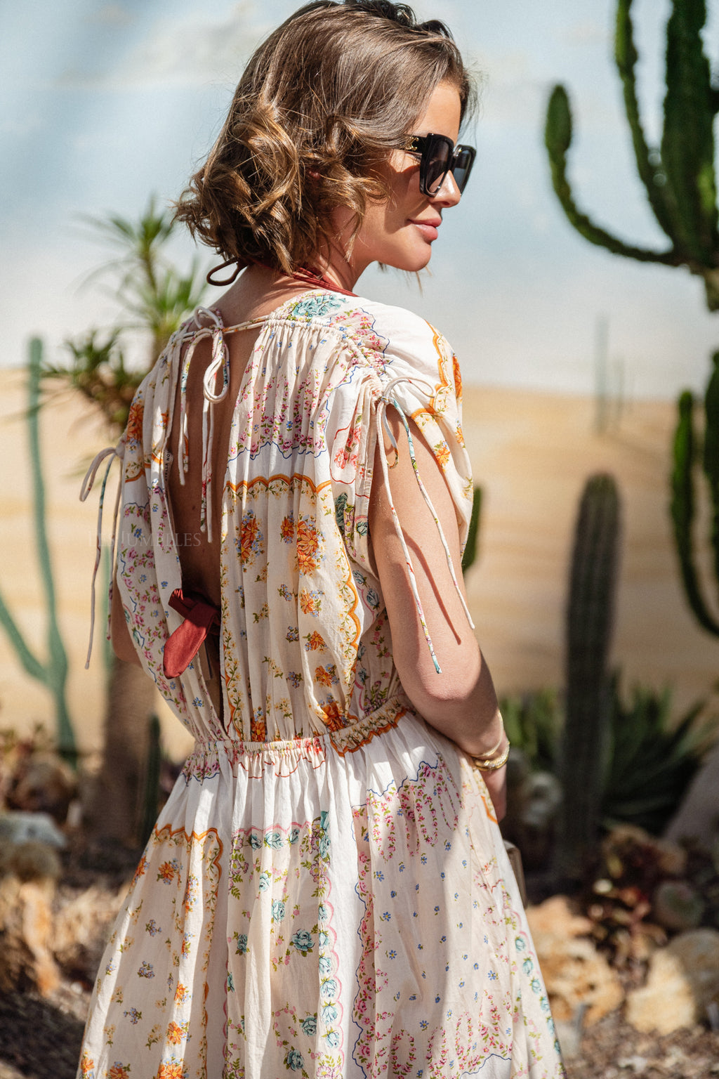 Cotton tissue printed maxi dress
