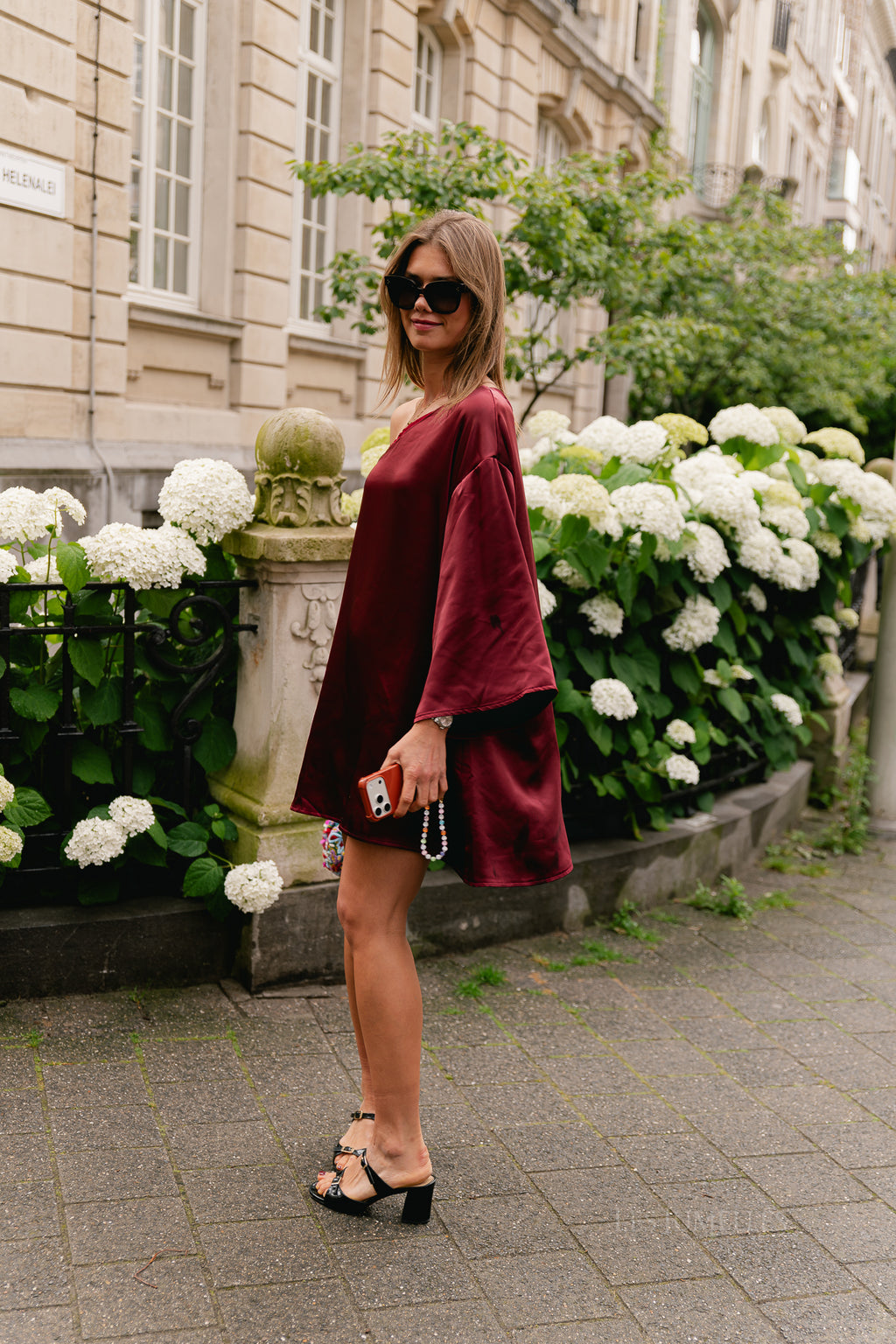 Lilly one shoulder dress ruby wine