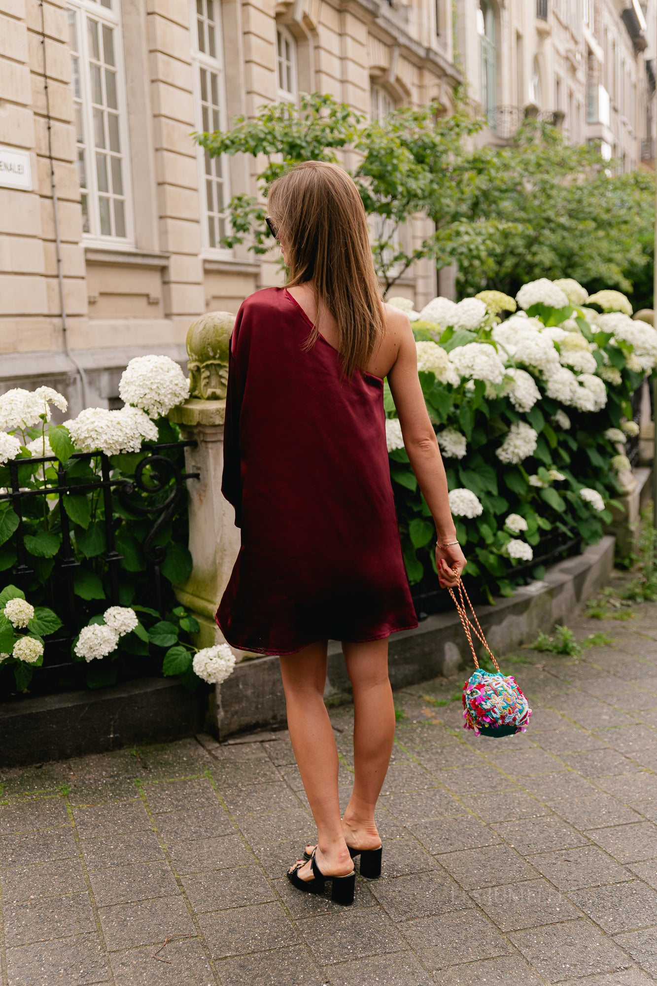 Lilly one shoulder dress ruby wine